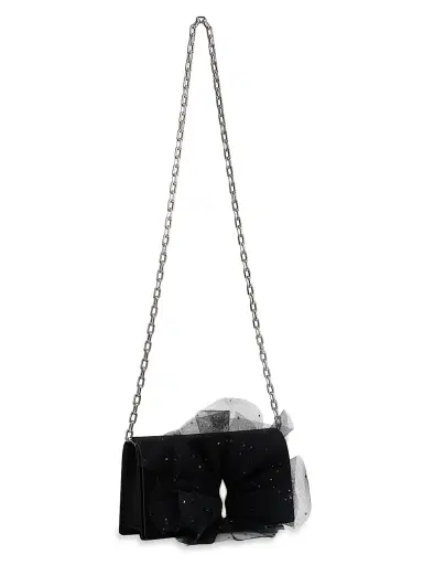 Christian Louboutin Women's Bettina Tulle Clutch with Chain - Black | Thumbnail 2 Christian Louboutin Women's Bettina Tulle Clutch with Chain - Black | Thumbnail 2