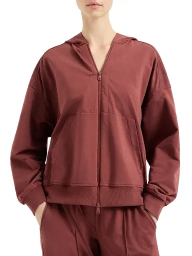 Brunello Cucinelli Women's Stretch Cotton Lightweight French Terry Hooded Sweatshirt - Pink | Thumbnail 14 Brunello Cucinelli Women's Stretch Cotton Lightweight French Terry Hooded Sweatshirt - Pink | Thumbnail 14