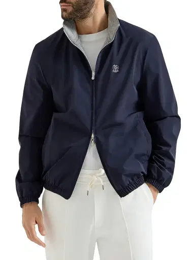 Brunello Cucinelli Men's Bonded Nylon Reversible Outerwear Jacket - Navy Blue - Size XXL | Thumbnail 2 Brunello Cucinelli Men's Bonded Nylon Reversible Outerwear Jacket - Navy Blue - Size XXL | Thumbnail 2