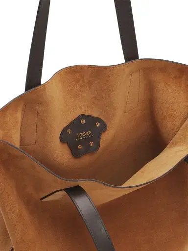 Versace Men's La Medusa Suede Tote - Cognac Gold | Thumbnail 4 Versace Men's La Medusa Suede Tote - Cognac Gold | Thumbnail 4
