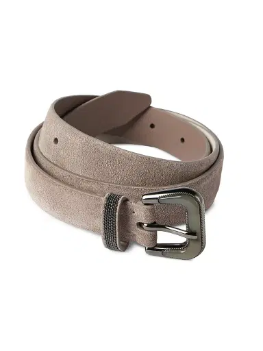 Brunello Cucinelli Women's Suede Belt with Shiny Loop - Light Brown - Size XXS | Thumbnail 3 Brunello Cucinelli Women's Suede Belt with Shiny Loop - Light Brown - Size XXS | Thumbnail 3