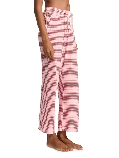 Papinelle Women's Jada Striped Cotton Pajamas - Rosewater Red Stripe | Thumbnail 4 Papinelle Women's Jada Striped Cotton Pajamas - Rosewater Red Stripe | Thumbnail 4