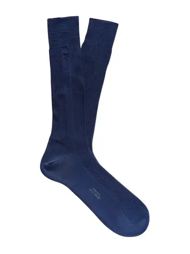 Tom Ford Logo-Embroidered Ribbed Silk Socks - Men | Thumbnail 1 Tom Ford Logo-Embroidered Ribbed Silk Socks - Men | Thumbnail 1
