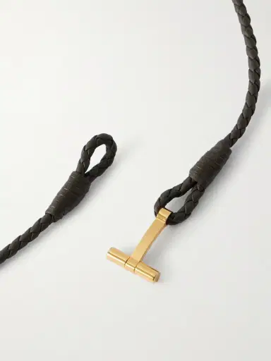 Tom Ford Woven Leather and Gold-Plated Wrap Bracelet - Men | Thumbnail 4 Tom Ford Woven Leather and Gold-Plated Wrap Bracelet - Men | Thumbnail 4