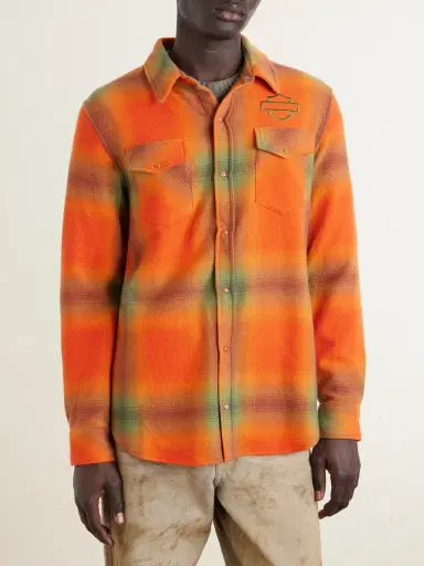 God’s True Cashmere Harley-Davidson Olive Logo-Embroidered Checked Cashmere-Flannel Shirt - Men | Thumbnail 3 God’s True Cashmere Harley-Davidson Olive Logo-Embroidered Checked Cashmere-Flannel Shirt - Men | Thumbnail 3