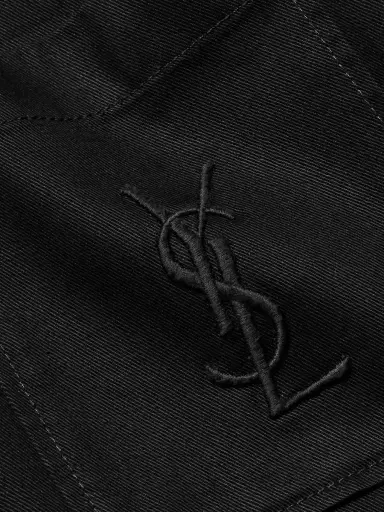 Saint Laurent Logo-Embroidered Cotton and Linen-Blend Gabardine Overshirt - Men | Thumbnail 6 Saint Laurent Logo-Embroidered Cotton and Linen-Blend Gabardine Overshirt - Men | Thumbnail 6