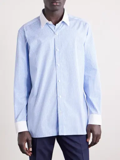 Tom Ford Striped Cotton-Poplin Shirt - Men | Thumbnail 3 Tom Ford Striped Cotton-Poplin Shirt - Men | Thumbnail 3