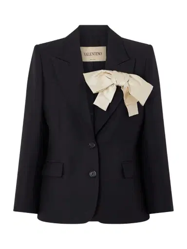 Valentino Garavani Bow-embellished Wool And Silk-blend Crepe Blazer | Thumbnail 1 Valentino Garavani Bow-embellished Wool And Silk-blend Crepe Blazer | Thumbnail 1