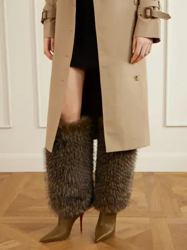 Christian Louboutin Yangzee 100 Plush And Leather Knee Boots | Thumbnail 2 Christian Louboutin Yangzee 100 Plush And Leather Knee Boots | Thumbnail 2