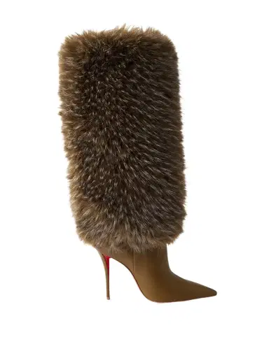 Christian Louboutin Yangzee 100 Plush And Leather Knee Boots | Thumbnail 1 Christian Louboutin Yangzee 100 Plush And Leather Knee Boots | Thumbnail 1