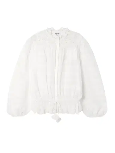 Marant Étoile Polly Lace-trimmed Organic Cotton-voile Blouse | Thumbnail 1 Marant Étoile Polly Lace-trimmed Organic Cotton-voile Blouse | Thumbnail 1