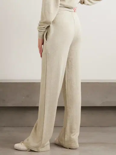 ÉTERNE Embroidered French Cotton-blend Terry Wide-leg Sweatpants | Thumbnail 3 ÉTERNE Embroidered French Cotton-blend Terry Wide-leg Sweatpants | Thumbnail 3