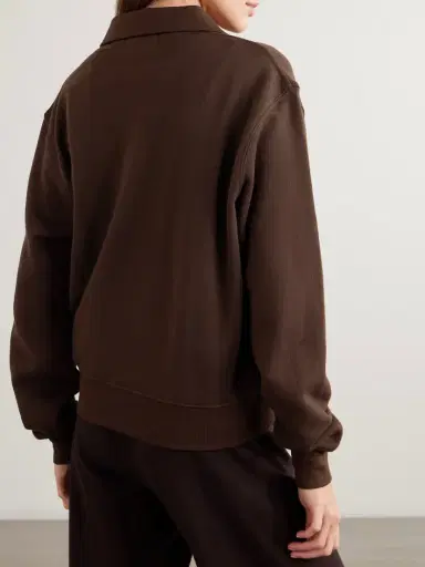 ÉTERNE Embroidered French Cotton And Modal-blend Terry Half-zip Sweatshirt | Thumbnail 3 ÉTERNE Embroidered French Cotton And Modal-blend Terry Half-zip Sweatshirt | Thumbnail 3