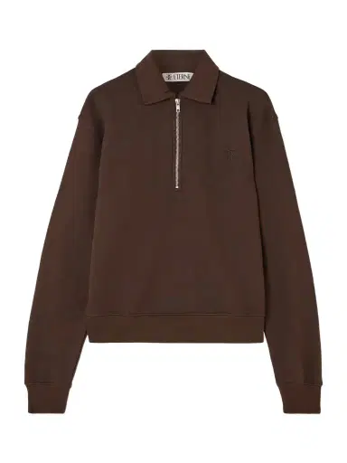 ÉTERNE Embroidered French Cotton And Modal-blend Terry Half-zip Sweatshirt | Thumbnail 1 ÉTERNE Embroidered French Cotton And Modal-blend Terry Half-zip Sweatshirt | Thumbnail 1