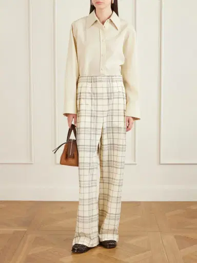 Jil Sander Checked Cotton-poplin Wide-leg Pants | Thumbnail 2 Jil Sander Checked Cotton-poplin Wide-leg Pants | Thumbnail 2