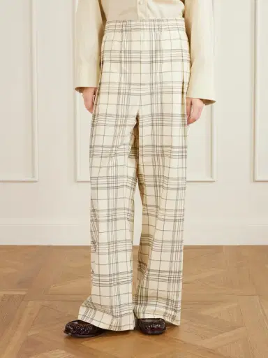 Jil Sander Checked Cotton-poplin Wide-leg Pants | Thumbnail 3 Jil Sander Checked Cotton-poplin Wide-leg Pants | Thumbnail 3