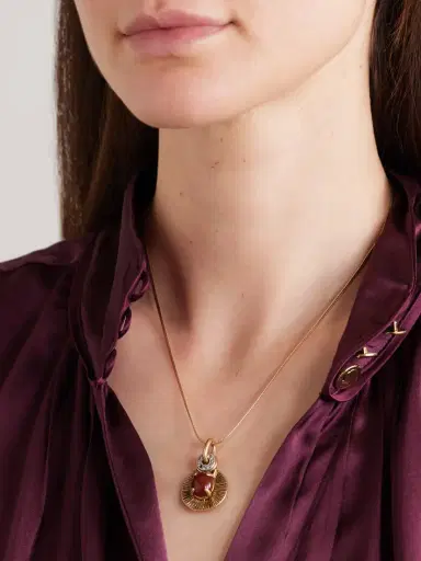 MAISON MAYLE Soli Bon Gold-plated, Carnelian And Crystal Necklace | Thumbnail 2 MAISON MAYLE Soli Bon Gold-plated, Carnelian And Crystal Necklace | Thumbnail 2