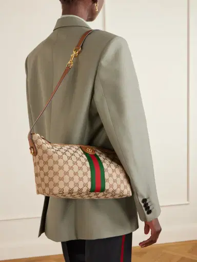 Gucci Ophidia Leather-trimmed Striped Coated-canvas Clutch | Thumbnail 3 Gucci Ophidia Leather-trimmed Striped Coated-canvas Clutch | Thumbnail 3