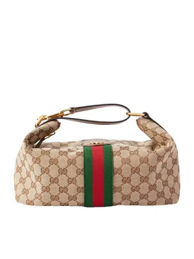 Gucci Ophidia Leather-trimmed Striped Coated-canvas Clutch | Thumbnail 1 Gucci Ophidia Leather-trimmed Striped Coated-canvas Clutch | Thumbnail 1