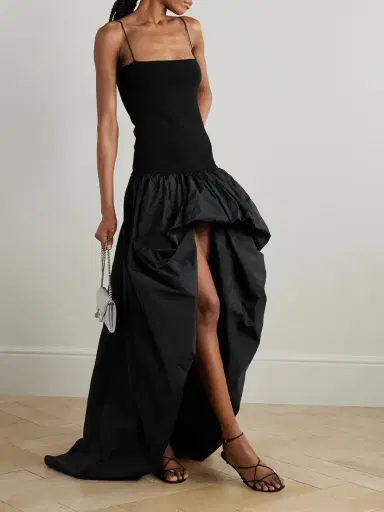 Stella McCartney Asymmetric Gathered Taffeta And Crepe-jersey Gown | Thumbnail 2 Stella McCartney Asymmetric Gathered Taffeta And Crepe-jersey Gown | Thumbnail 2