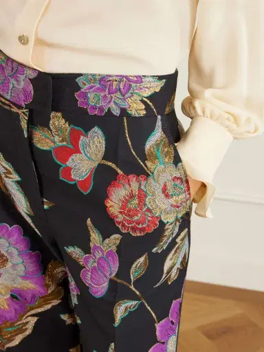 Valentino Garavani Floral-brocade Wool-blend Straight-leg Pants | Thumbnail 4 Valentino Garavani Floral-brocade Wool-blend Straight-leg Pants | Thumbnail 4