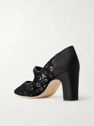 Manolo Blahnik Campariba 70 Satin-trimmed Lace Mary Jane Pumps | Thumbnail 3 Manolo Blahnik Campariba 70 Satin-trimmed Lace Mary Jane Pumps | Thumbnail 3