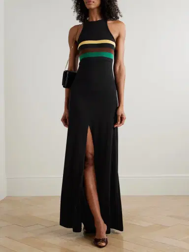 Saint Laurent Striped Crepe-jersey Maxi Dress | Thumbnail 2 Saint Laurent Striped Crepe-jersey Maxi Dress | Thumbnail 2