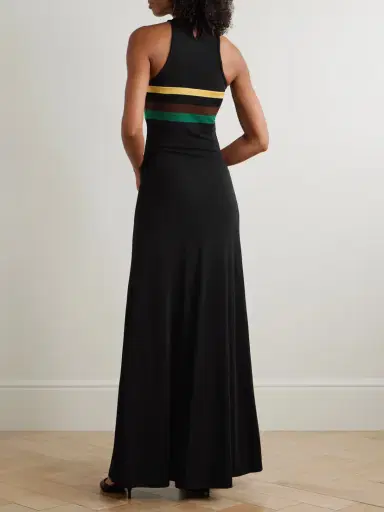 Saint Laurent Striped Crepe-jersey Maxi Dress | Thumbnail 3 Saint Laurent Striped Crepe-jersey Maxi Dress | Thumbnail 3