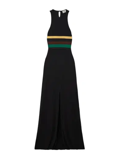 Saint Laurent Striped Crepe-jersey Maxi Dress | Thumbnail 1 Saint Laurent Striped Crepe-jersey Maxi Dress | Thumbnail 1