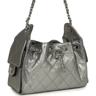 Chanel Chanel Mini 25 Hobo Bag Anthracite Metallic Caviar Silver Hardware | Thumbnail 2 Chanel Chanel Mini 25 Hobo Bag Anthracite Metallic Caviar Silver Hardware | Thumbnail 2