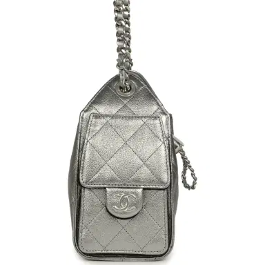 Chanel Chanel Mini 25 Hobo Bag Anthracite Metallic Caviar Silver Hardware | Thumbnail 4 Chanel Chanel Mini 25 Hobo Bag Anthracite Metallic Caviar Silver Hardware | Thumbnail 4