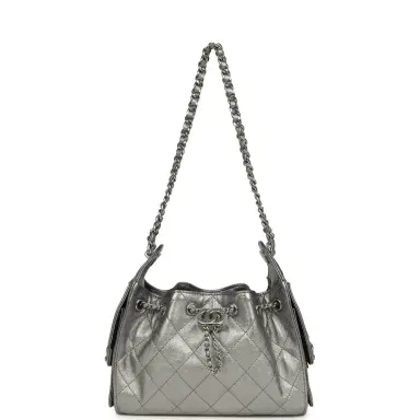Chanel Chanel Mini 25 Hobo Bag Anthracite Metallic Caviar Silver Hardware | Thumbnail 6 Chanel Chanel Mini 25 Hobo Bag Anthracite Metallic Caviar Silver Hardware | Thumbnail 6