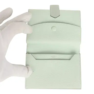 HERMÈS Hermes Bearn Mini Wallet Vert Peppermint Chevre Mysore Palladium Hardware | Thumbnail 7 HERMÈS Hermes Bearn Mini Wallet Vert Peppermint Chevre Mysore Palladium Hardware | Thumbnail 7
