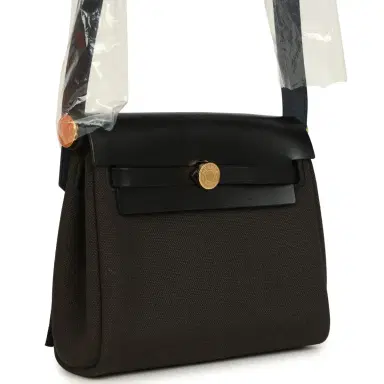 HERMÈS Hermes Herbag Zip 20 Mini Dark Bronze Toile Militaire Canvas and Black Vache Hunter Gold Hardware | Thumbnail 2 HERMÈS Hermes Herbag Zip 20 Mini Dark Bronze Toile Militaire Canvas and Black Vache Hunter Gold Hardware | Thumbnail 2