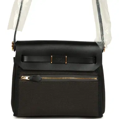 HERMÈS Hermes Herbag Zip 20 Mini Dark Bronze Toile Militaire Canvas and Black Vache Hunter Gold Hardware | Thumbnail 6 HERMÈS Hermes Herbag Zip 20 Mini Dark Bronze Toile Militaire Canvas and Black Vache Hunter Gold Hardware | Thumbnail 6