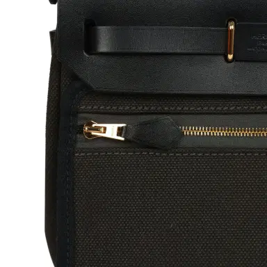HERMÈS Hermes Herbag Zip 20 Mini Dark Bronze Toile Militaire Canvas and Black Vache Hunter Gold Hardware | Thumbnail 8 HERMÈS Hermes Herbag Zip 20 Mini Dark Bronze Toile Militaire Canvas and Black Vache Hunter Gold Hardware | Thumbnail 8