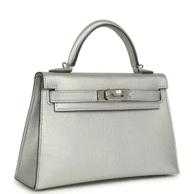 HERMÈS Hermes Kelly Sellier 20 Argent Chevre Chamkilight Palladium Hardware | Thumbnail 2 HERMÈS Hermes Kelly Sellier 20 Argent Chevre Chamkilight Palladium Hardware | Thumbnail 2