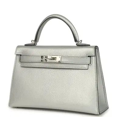 HERMÈS Hermes Kelly Sellier 20 Argent Chevre Chamkilight Palladium Hardware | Thumbnail 3 HERMÈS Hermes Kelly Sellier 20 Argent Chevre Chamkilight Palladium Hardware | Thumbnail 3