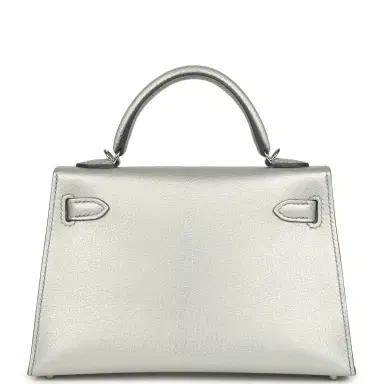 HERMÈS Hermes Kelly Sellier 20 Argent Chevre Chamkilight Palladium Hardware | Thumbnail 5 HERMÈS Hermes Kelly Sellier 20 Argent Chevre Chamkilight Palladium Hardware | Thumbnail 5