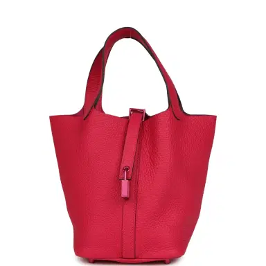 HERMÈS Hermes Picotin 18 Monochrome Rose Mexico Clemence Pink Palladium Hardware | Thumbnail 1 HERMÈS Hermes Picotin 18 Monochrome Rose Mexico Clemence Pink Palladium Hardware | Thumbnail 1