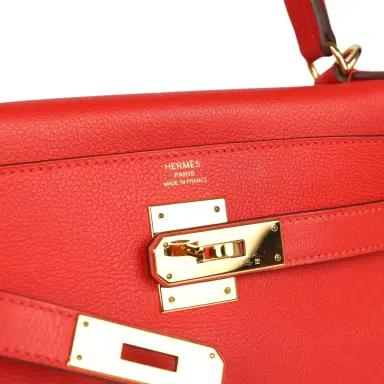 HERMÈS Pre-owned Hermes Kelly Retourne 28 Rouge Tomate Evercolor Gold Hardware | Thumbnail 7 HERMÈS Pre-owned Hermes Kelly Retourne 28 Rouge Tomate Evercolor Gold Hardware | Thumbnail 7