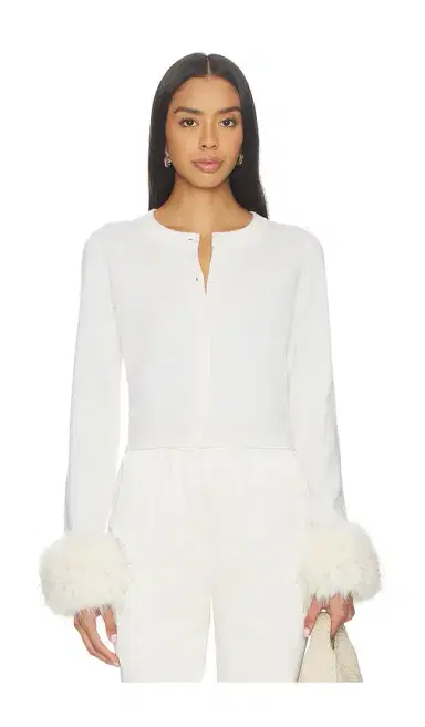Alice + Olivia Alice + Olivia Dollie Faux Fur Cuff Cardigan | Thumbnail 1 Alice + Olivia Alice + Olivia Dollie Faux Fur Cuff Cardigan | Thumbnail 1