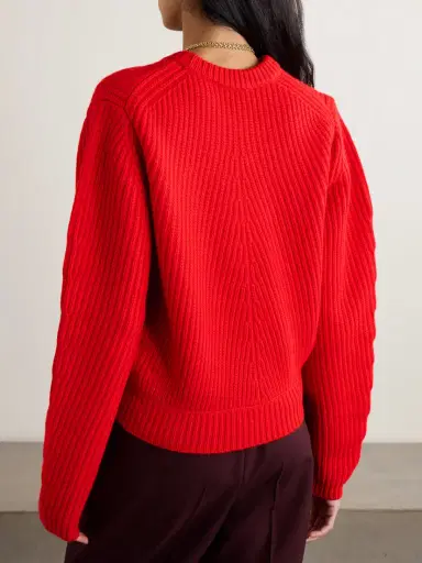 Chloé Logo-detailed Ribbed Wool And Cashmere-blend Sweater | Thumbnail 4 Chloé Logo-detailed Ribbed Wool And Cashmere-blend Sweater | Thumbnail 4