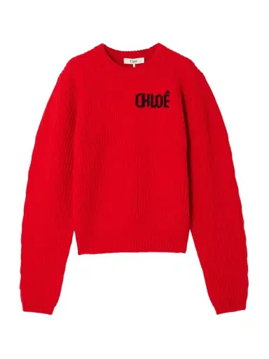 Chloé Logo-detailed Ribbed Wool And Cashmere-blend Sweater | Thumbnail 1 Chloé Logo-detailed Ribbed Wool And Cashmere-blend Sweater | Thumbnail 1