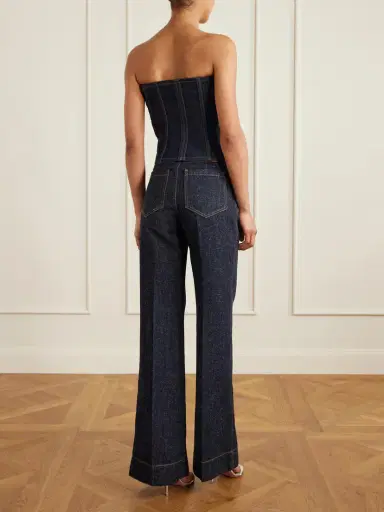 Jean Paul Gaultier Ribbed Wool-blend Trimmed Denim Corset Top | Thumbnail 3 Jean Paul Gaultier Ribbed Wool-blend Trimmed Denim Corset Top | Thumbnail 3