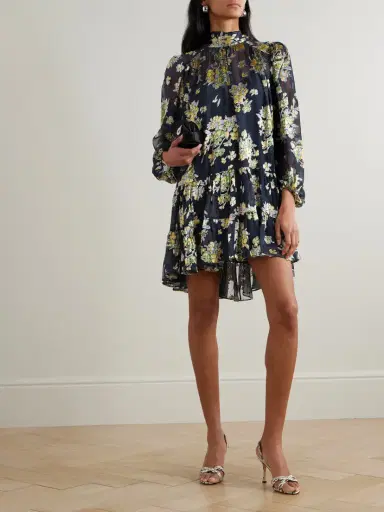 Rixo Anaya Pussy-bow Devoré-velvet Chiffon Mini Dress | Thumbnail 2 Rixo Anaya Pussy-bow Devoré-velvet Chiffon Mini Dress | Thumbnail 2
