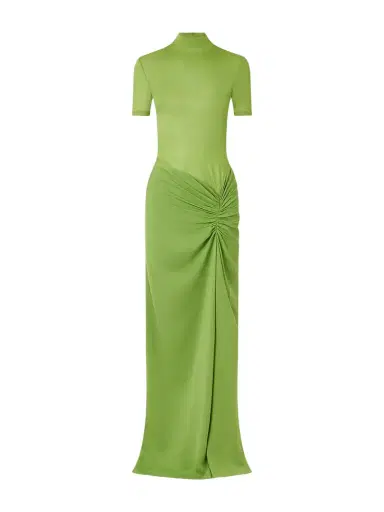 Christopher Esber Fusion Jersey And Gathered Crepe Mock-neck Maxi Dress | Thumbnail 1 Christopher Esber Fusion Jersey And Gathered Crepe Mock-neck Maxi Dress | Thumbnail 1