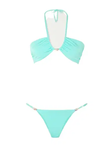 SARA CRISTINA Bahia Pearl-embellished Stretch-econyl® Halterneck Bikini | Thumbnail 1 SARA CRISTINA Bahia Pearl-embellished Stretch-econyl® Halterneck Bikini | Thumbnail 1