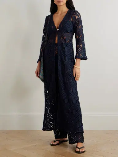 SARA CRISTINA Nerea Pearl-embellished Crocheted Cotton Coverup | Thumbnail 2 SARA CRISTINA Nerea Pearl-embellished Crocheted Cotton Coverup | Thumbnail 2