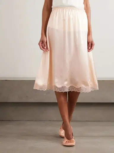 Magda Butrym Scalloped Lace-trimmed Silk-satin Skirt | Thumbnail 3 Magda Butrym Scalloped Lace-trimmed Silk-satin Skirt | Thumbnail 3